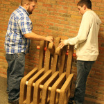 MCC students Logan Weesies and DJ Morris with their winning chair design
