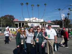 Pearson family members at the MSU Rose Bowl (from left): daughters Abby, Alli and Ashley, wife Chris and Dr. Pearson
