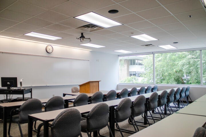 Conference Room 2322 shown in classroom setup