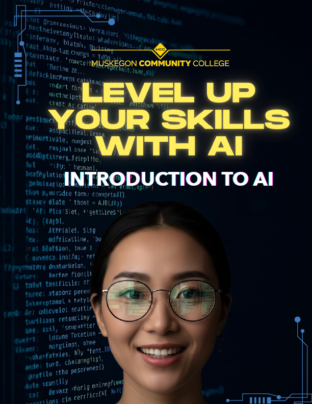 image promoting an AI course with the words "level up your skills with AI" 
