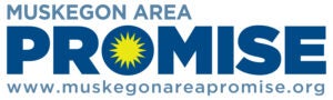 Graphic for Muskegon Area Promise. There is a yellow sun in the middle of the letter O