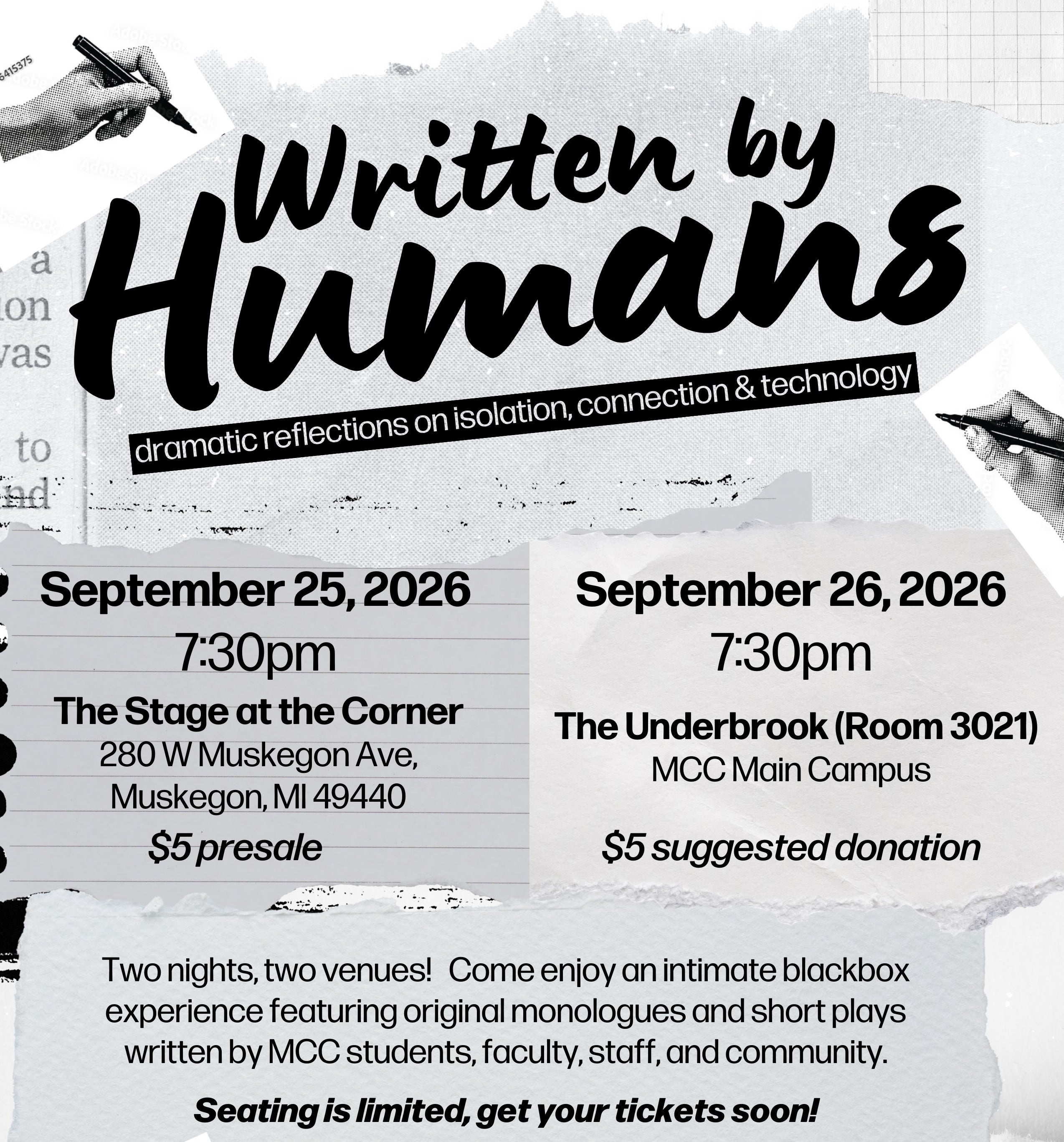 “Written by Humans” original monologues and plays