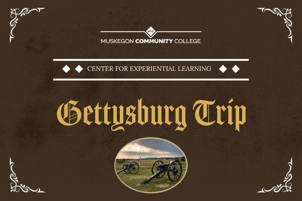 Gettysburg Trip in yellow old-fashioned font, with a picture of canon underneath.