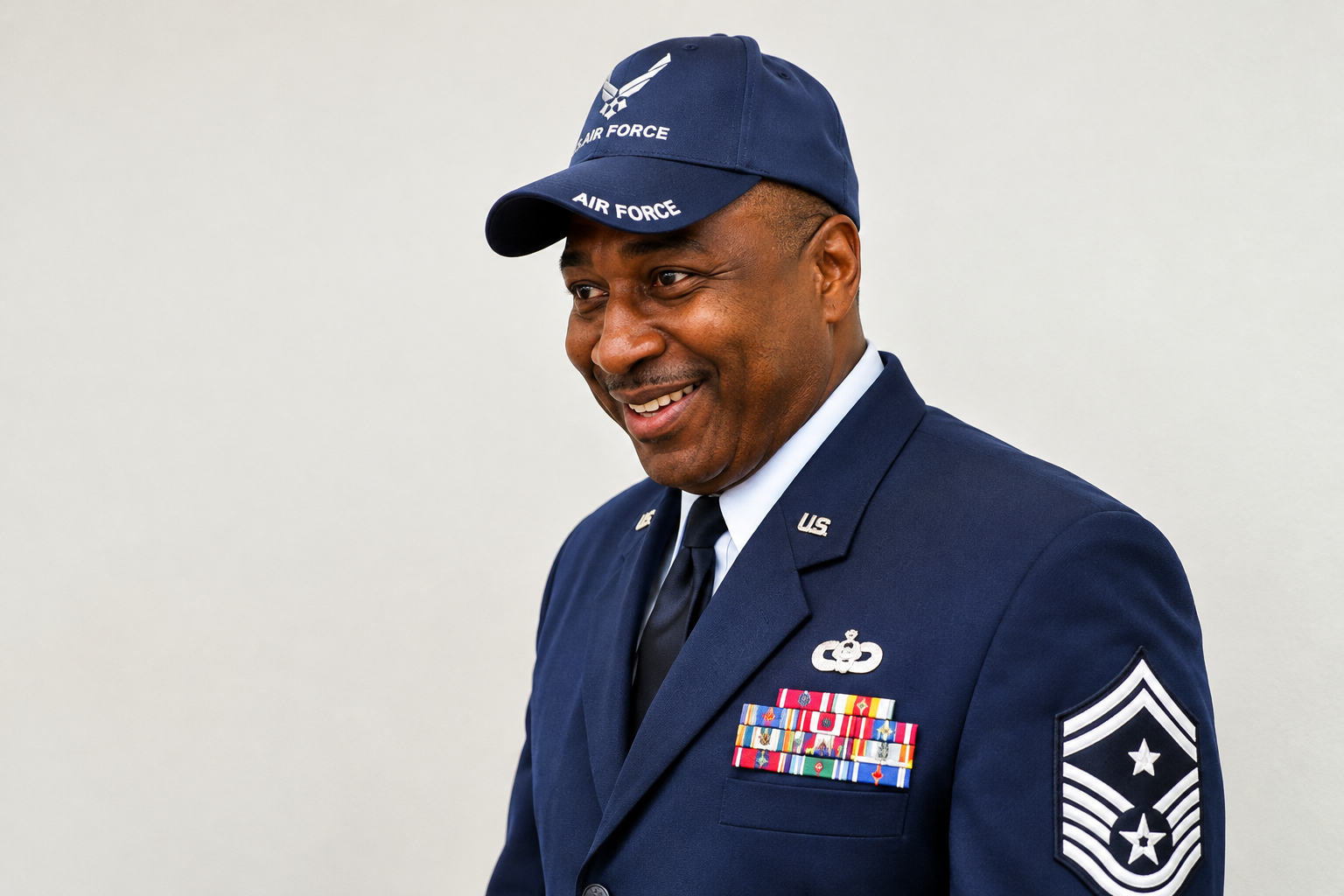 Police Chief Edward Viverette smiles and looks off to the distance